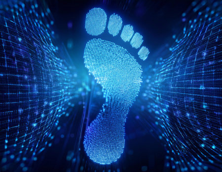 Close-up image representing the digital footprint concept, symbolizing online presence, privacy, and data management.の素材