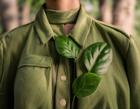 Close-up image representing eco fashion apparel, symbolizing sustainability, style, and environmental consciousness.の素材