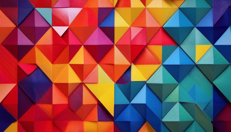 A modern and eye-catching geometric pattern with bold shapes and vibrant colors, suitable for backgrounds, textiles, and design projects. Ideal for abstract and contemporary themes.の素材