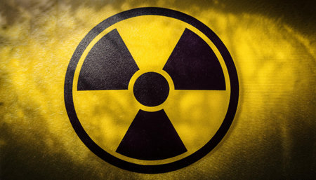 An illustration of the radioactive symbol, conveying the concept of radiation and safety.の素材