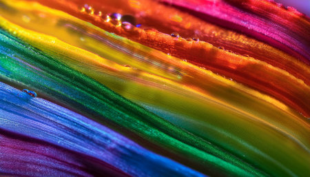 Close up of rainbow colors and patterns, ideal for topics related to diversity, nature, and beauty.の素材