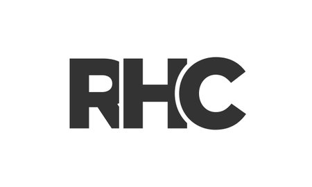 RHC logo design template with strong and modern bold text. Initial based vector logotype featuring simple and minimal typography. Trendy company identity ideal for businesses brand presence.のイラスト素材