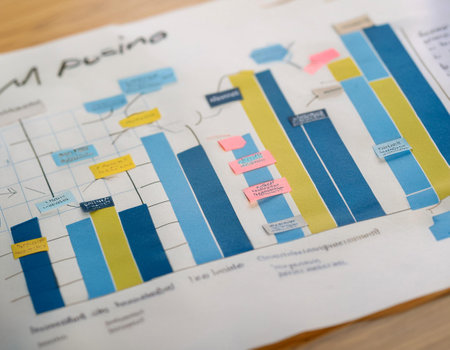 Close up image of a problem solving diagram, illustrating solutions, strategy, and analytical thinking.の素材
