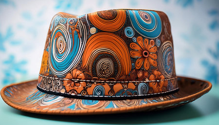 Close-up illustration of a funky and funny hand hat, adorned with creative doodles instead of a traditional hat. Ideal for discussions on playful fashion, creative design, and humorous accessories.の素材