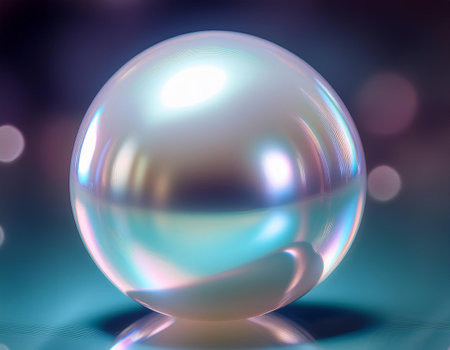 Close-up illustration of a lustrous pearl, emphasizing its smooth surface and subtle iridescence. Suitable for topics related to jewelry, beauty, and ocean treasures.の素材