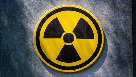 An illustration of the radioactive symbol, conveying the concept of radiation and safety.の素材