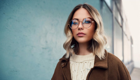 Close-up illustration of a cool hipster, featuring trendy accessories like stylish glasses, a vintage jacket, and modern fashion elements. Ideal for topics related to contemporary style, hipster culture, and personal expression.の素材