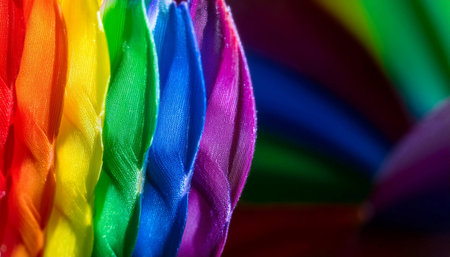 Close up of rainbow colors and patterns, ideal for topics related to diversity, nature, and beauty.の素材