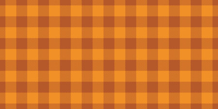Structure textile plaid tartan, new fabric background check. Mesh pattern vector texture seamless in orange color palette.のイラスト素材