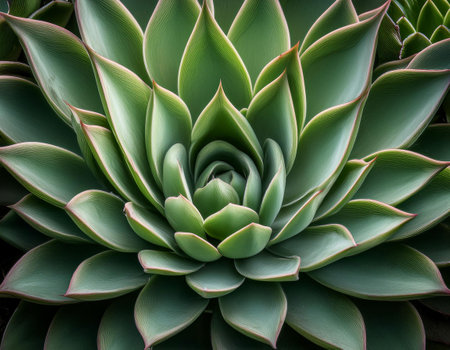 Close-up illustration of a succulent plant featuring thick, fleshy leaves in a geometric arrangement. Ideal for topics related to gardening, home decor, and drought-resistant plants.の素材