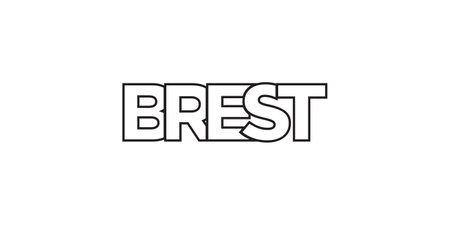 Brest in the France emblem for print and web. Design features geometric style, vector illustration with bold typography in modern font. Graphic slogan lettering isolated on white background.のイラスト素材