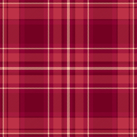 Layered vector pattern seamless, blanket check texture tartan. Elementary textile plaid fabric background in red and pink colors palette.のイラスト素材