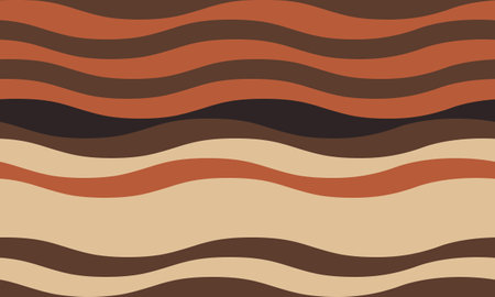 Abstract background with wavy, flowing stripes in vibrant colors, creating a rippled, liquid effect. Smooth curves and textured lines add elegance, creativity, and vitality to the design. Ideal for wallpaper, textile, or graphic use, this vector pattern showcases seamless connection and dynamic movement.のイラスト素材