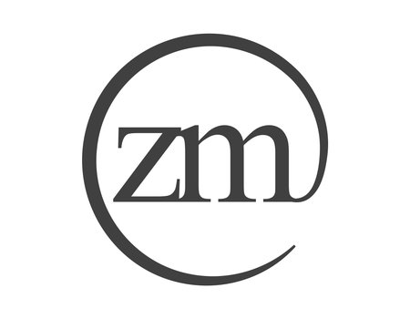 ZM logo from two letters with circle shape email sign style. Z and M round logotype of business company for brand identity.のイラスト素材