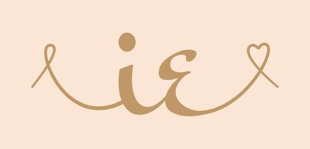 IE initial wedding monogram calligraphy vector illustration. Hand drawn lettering i and e love logo design for valentines day poster, greeting card, photo album, banner print or tattoo.のイラスト素材