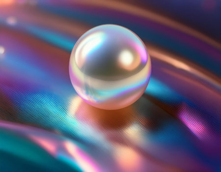 Close-up illustration of a lustrous pearl, emphasizing its smooth surface and subtle iridescence. Suitable for topics related to jewelry, beauty, and ocean treasures.の素材