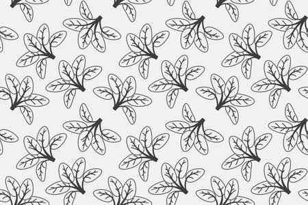 Hand drawn floral pattern vector design. Simple ornament with plant and leaf. Fabric print swatch.のイラスト素材