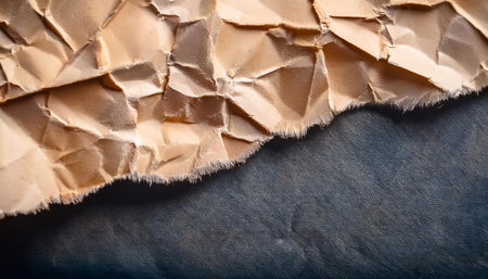 A close-up of a torn note showing frayed edges and crumpled texture, ideal for themes related to personal messages, reminders, and creative design. Perfect for adding a distressed or vintage touch.の素材