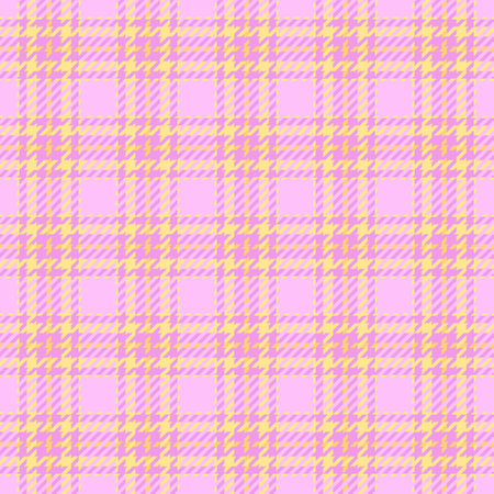 Down fabric pattern seamless, content texture textile tartan. Retro vector plaid check background in magenta and light goldenrod colors palette.のイラスト素材