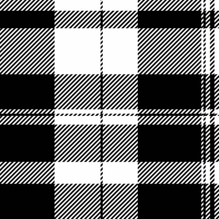 Holiday check background vector, scratched plaid pattern textile. Harmony texture fabric seamless tartan in black and white colors palette.のイラスト素材