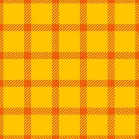 Contour pattern background seamless, multicultural plaid tartan fabric. Woven texture textile vector check in bright and golden poppy colors palette.のイラスト素材