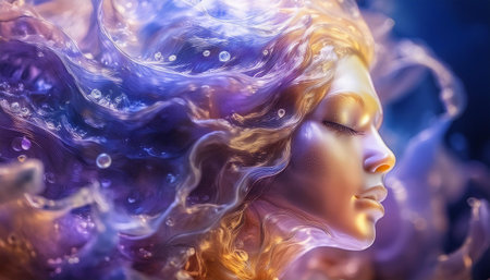 Close-up image of ethereal art, symbolizing otherworldliness, beauty, and lightness.の素材