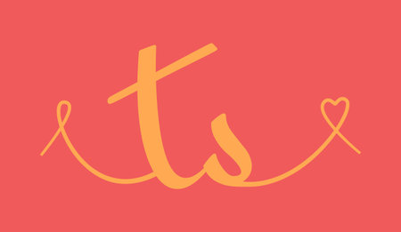 TS initial wedding monogram calligraphy vector illustration. Hand drawn lettering t and s love logo design for valentines day poster, greeting card, photo album, banner print or tattoo.のイラスト素材