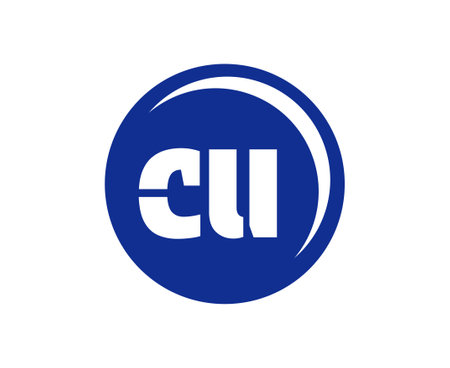 CU sport emblem or team logotype. Ball logo with a combination of Initial letter C and U for balls shop, sports company, training, club badge. Vector illustration.のイラスト素材