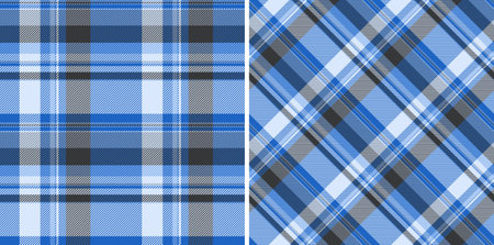 Check seamless texture of tartan pattern textile with a fabric plaid background vector. Set in...