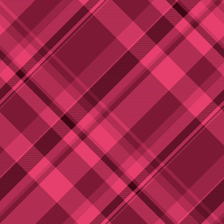 Strong tartan background seamless, tracery textile check fabric. Short plaid texture vector pattern in red and temptation colors palette.のイラスト素材