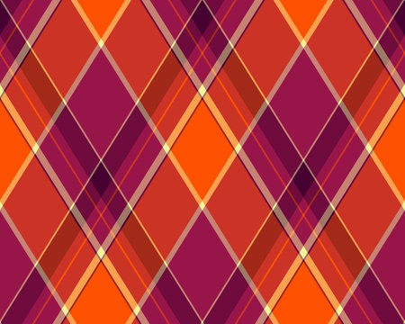 Argyle seamless pattern of geometric rhombus. Harlequin check wallpaper design. Vector classic...