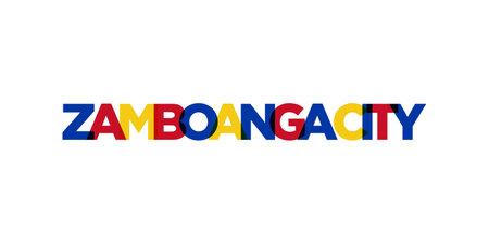 Zamboanga City in the Philippines emblem for print and web. Design features geometric style, vector illustration with bold typography in modern font. Graphic slogan lettering isolated on white background.のイラスト素材