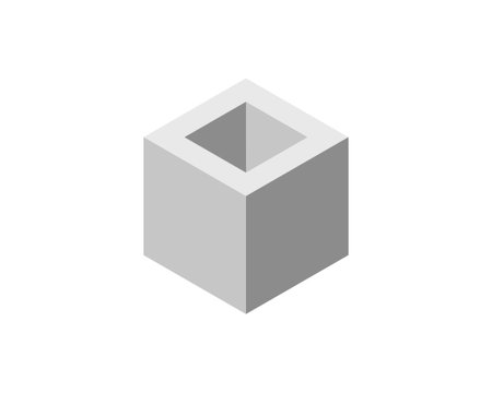 Cube logo, geometric vector design. Box logotype company, trendy technology emblem in pixel style.のイラスト素材