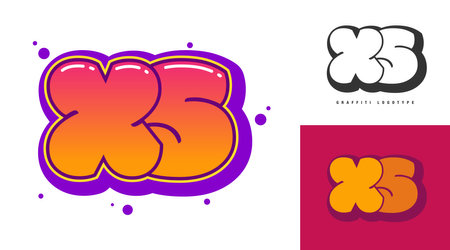 XS logo design for festival or party. Initial letter x and s in graffiti style. Creative modern...