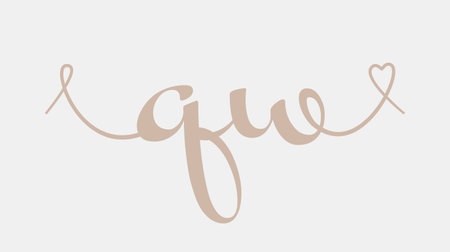 QW initial wedding monogram calligraphy vector illustration. Hand drawn lettering q and w love logo design for valentines day poster, greeting card, photo album, banner print or tattoo.のイラスト素材