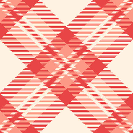 Royalty seamless pattern background, greeting card tartan texture vector. Shape fabric textile plaid check in red and old lace colors palette.のイラスト素材