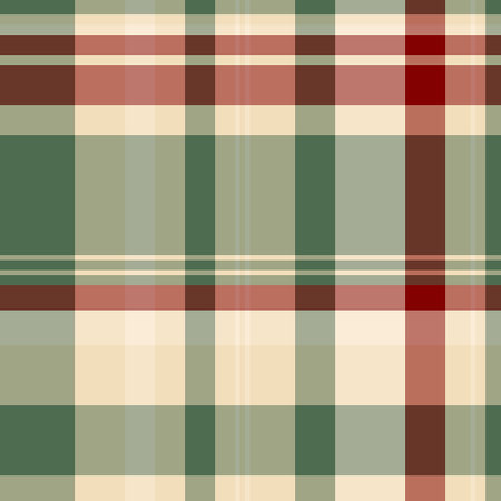Elegant cream, green, and red plaid pattern. Perfect for textile design, website backgrounds, or...