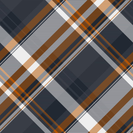 Striking abstract plaid pattern in a modern color palette of charcoal, white, and burnt orange....