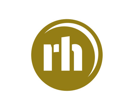 RH sport emblem or team logotype. Ball logo with a combination of Initial letter R and H for balls shop, sports company, training, club badge. Vector illustration.のイラスト素材