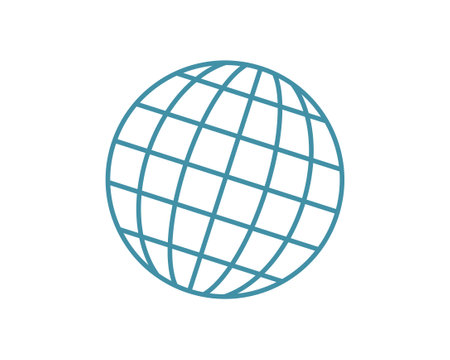 Simple, stylish teal globe icon perfect for websites, apps, presentations, and global concepts. Clean lines minimalist design ensure versatility.のイラスト素材