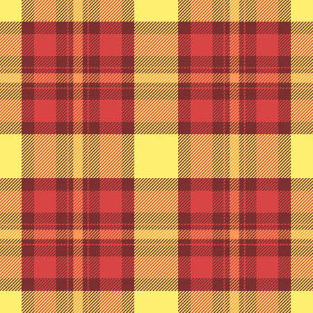 Vibrant red and yellow plaid pattern. Perfect for textile design, fashion, backgrounds, and website design. Seamless repeat texture with a warm, cheerful aesthetic.のイラスト素材