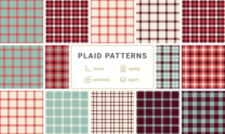 Classic plaid patterns in vibrant colors, featuring checkered designs with bold stripes. Ideal for...