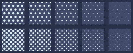 Set polka dots seamless vector pattern. Simple background for web or print. Abstract surface with dot ornament.のイラスト素材