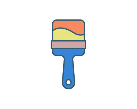 Vibrant paintbrush icon, perfect for DIY, home improvement, art, and design projects. Clean, modern style easily adaptable to various branding needs.のイラスト素材