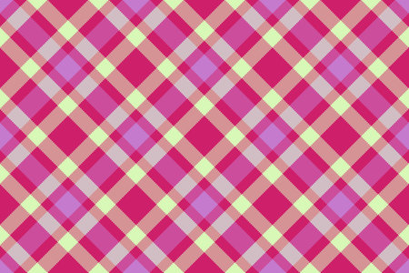 Vibrant pink, purple, and pale yellow plaid pattern. Perfect for textile design, fashion, websites, and scrapbooking. Seamless repeat for endless applications.のイラスト素材