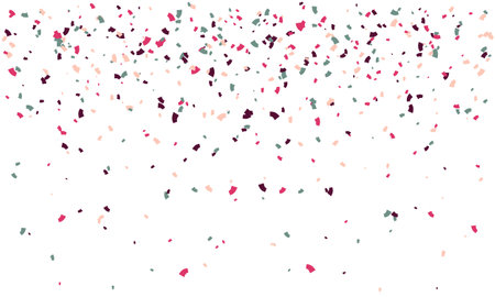 Faling confetti for festival background, birthday party invitation, carnival celebrate, glamor concert. Shiny colorful flying particle. Magic mosaic effect, romantic ceremony vibrant ornament. Vector festive wallpaper.のイラスト素材