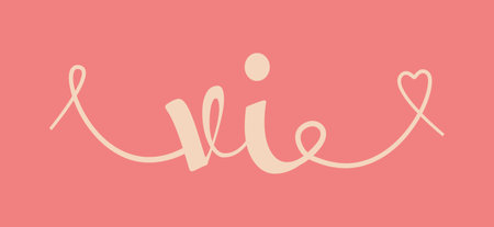 VI initial wedding monogram calligraphy vector illustration. Hand drawn lettering v and i love logo design for valentines day poster, greeting card, photo album, banner print or tattoo.のイラスト素材