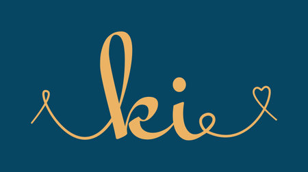 KI initial wedding monogram calligraphy vector illustration. Hand drawn lettering k and i love logo design for valentines day poster, greeting card, photo album, banner print or tattoo.のイラスト素材
