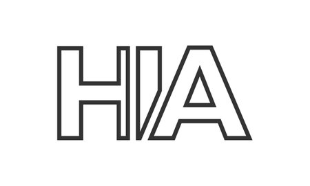 HIA logo design template with strong and modern bold text. Initial based vector logotype featuring simple and minimal typography. Trendy company identity ideal for businesses brand presence.のイラスト素材
