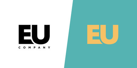Trendy letter E and U, EU logo design template. Minimal monogram initial based logotype for company identity.のイラスト素材